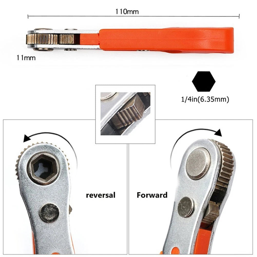 Set of 4 Hexagon Ratchet Spanners for Quick Wrenching