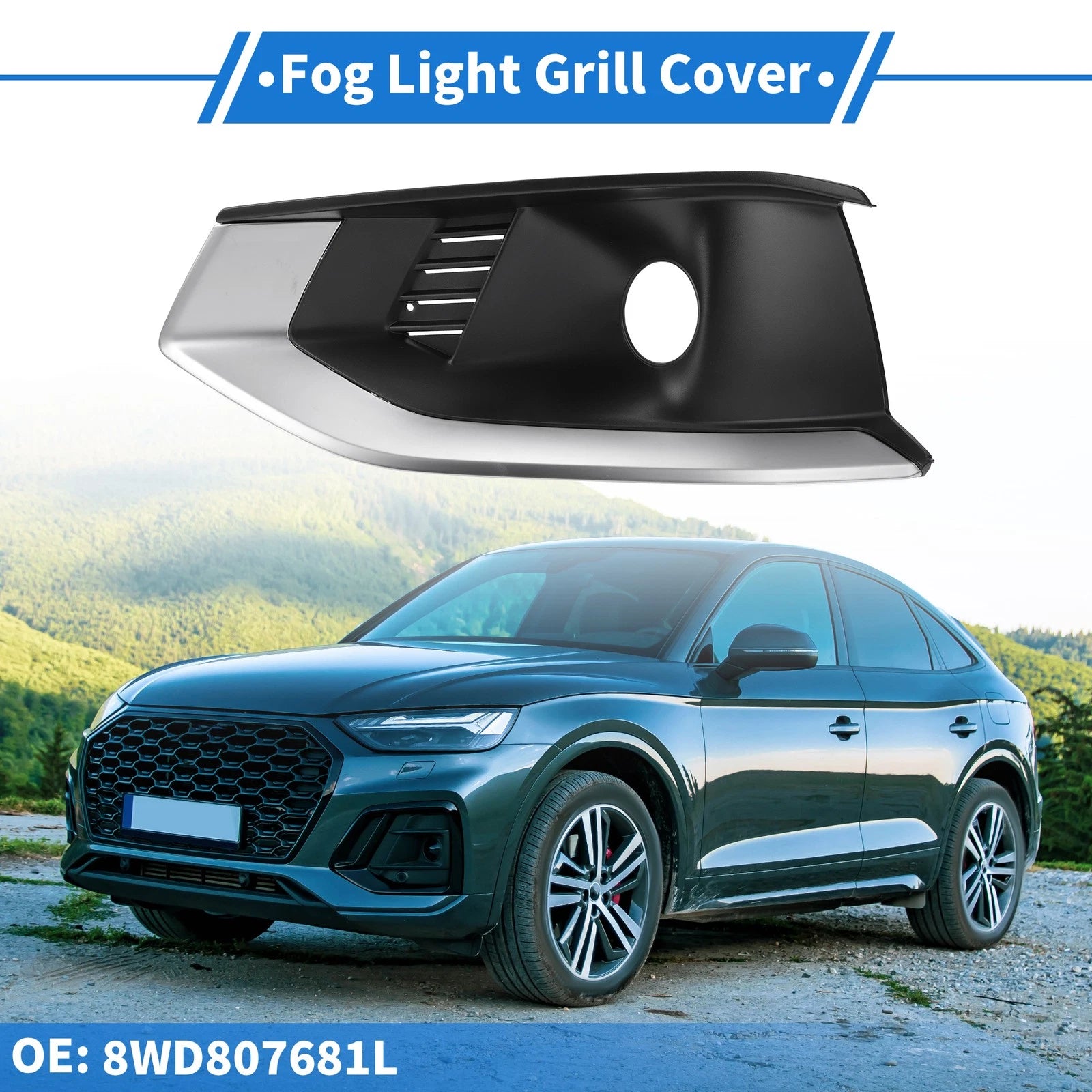 1pc Front Left Fog Light Grill for Audi A4L (2020–2022) No. 8WD807681L