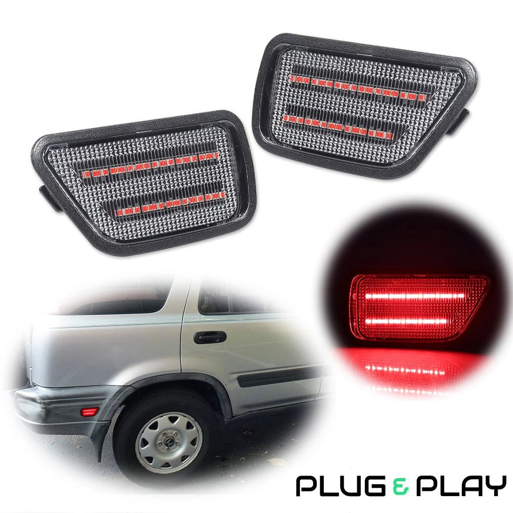 Set of 2 Clear Red LED Side Marker Lights for Honda CR-V (1997–2001)