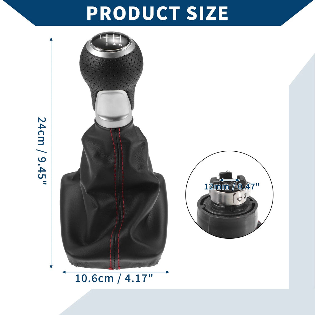 6 Speed Gear Shift Knob with Dust Cover for Audi A4 S4 (2007–2015) Faux Leather Black