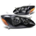 Black Clear Headlight, Amber Corner & Smoked LED Fog Light Kit for Toyota Corolla (2003–2008)