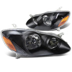 Black Clear Headlight, Amber Corner & Smoked LED Fog Light Kit for Toyota Corolla (2003–2008)