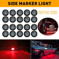 20PCS 3/4" Bullet Round Red Smoked LED Side Marker Lights for Trailer Truck JK (2007–2018)