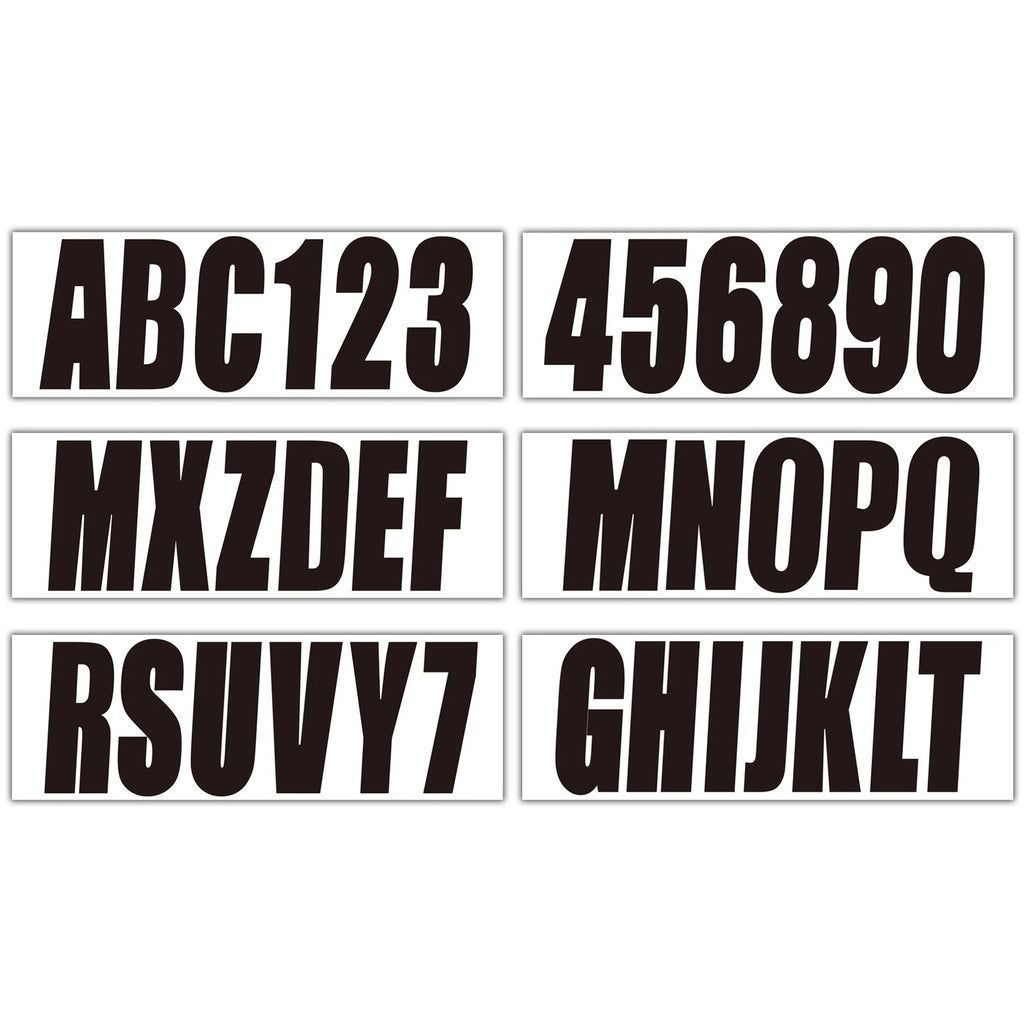Set of 4 Black Decal Stickers for Custom Boat Registration A-Z 0-9