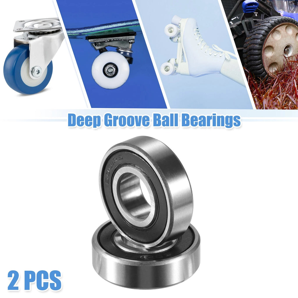 2X 6001-2RS 12x28x8mm Double Rubber Sealed Ball Bearings for Auto
