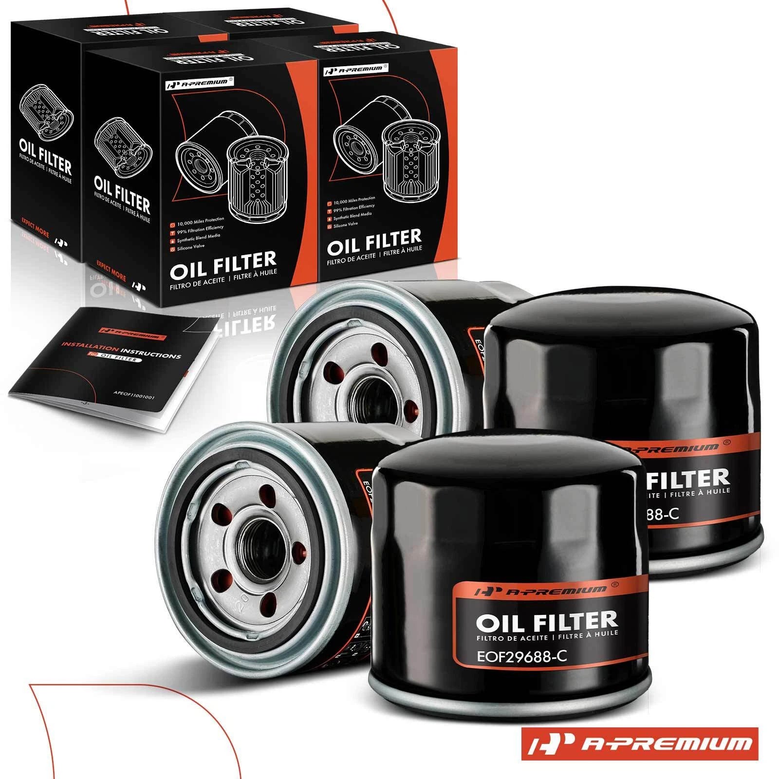 Set of 4 Engine Oil Filters for Acura MDX (2001–2002) & Mitsubishi Outlander Lancer