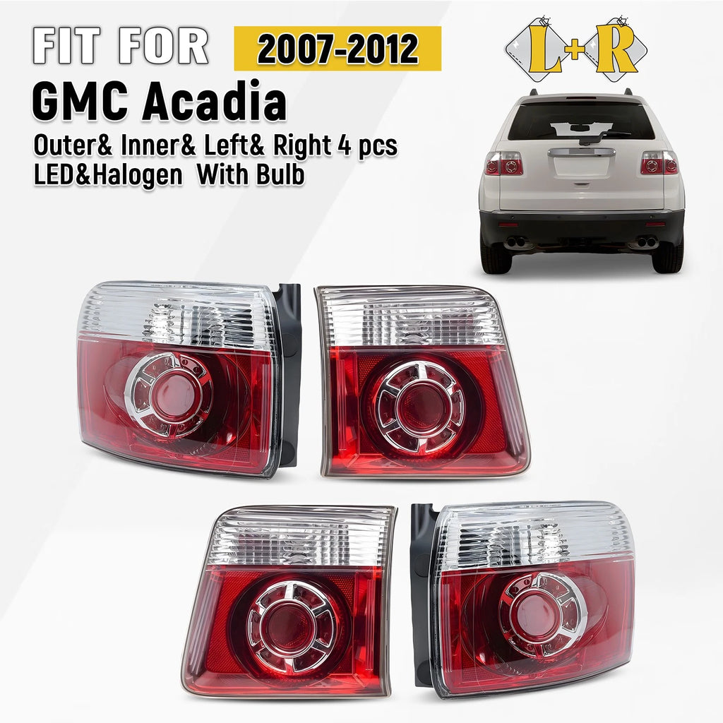 Set of 4 LED & Halogen Tail Lights for GMC Acadia (2007–2012)