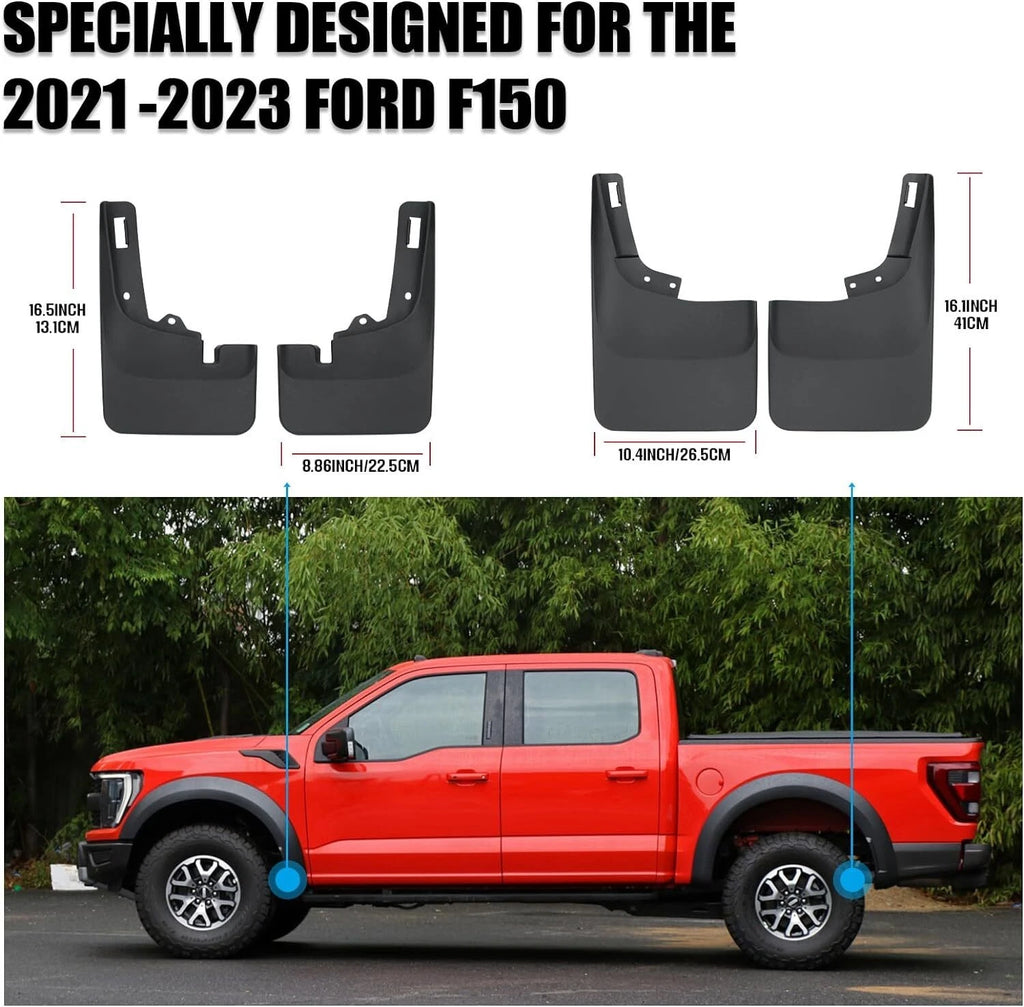 4Pcs Splash Guards Mud Flaps for 2021-2024 Ford F-150 (w/ Hardware)
