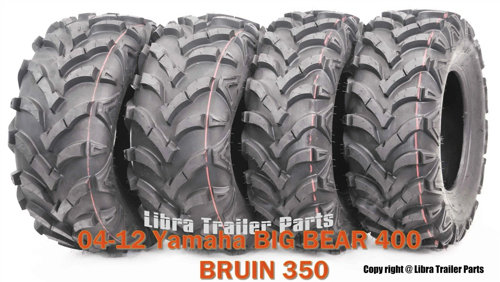 Set of 4 Solid Mud Tires 25X8X12 25X10X12 for Yamaha Big Bear 400 Bruin 350 (2004–2012)