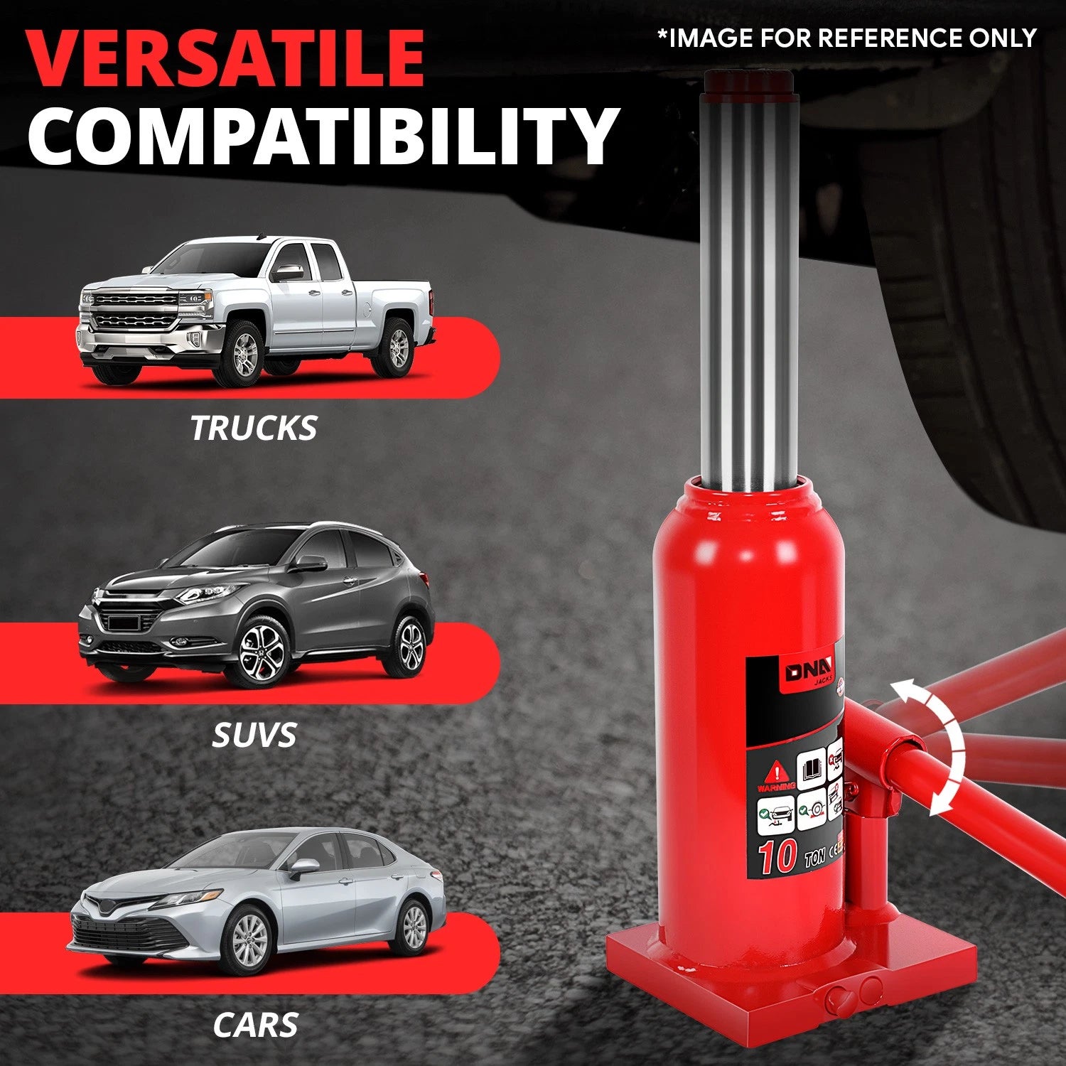 17.3" Manual Hydraulic Bottle Jack for Automotive Repair (10 Tons)