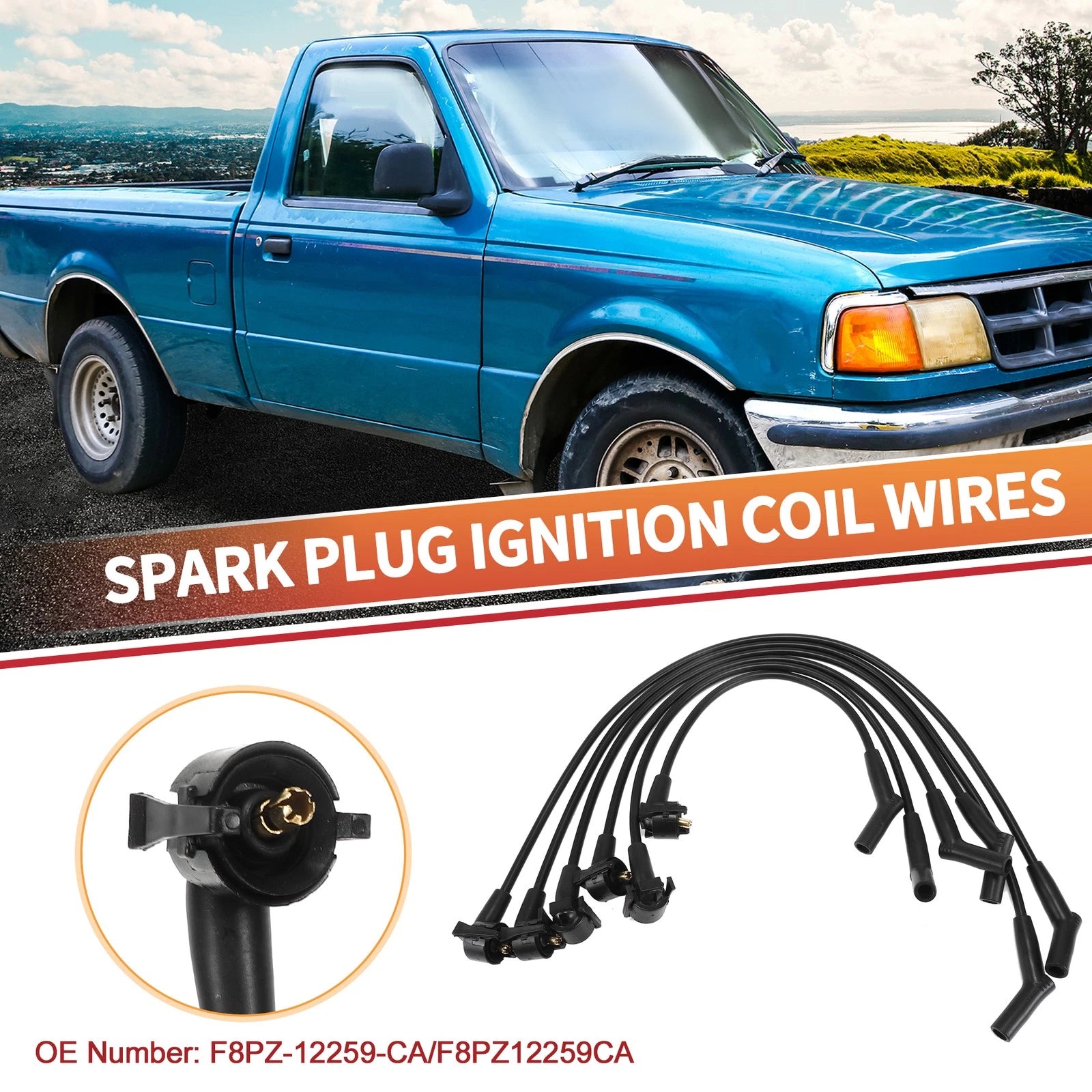 6X Spark Plug Wire Ignition Coil Cable No.F8PZ-12259-CA for Ford Ranger (1998–2011)