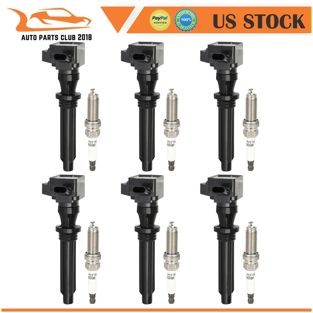 Set of 6 Ignition Coils & 6 Spark Plugs for Land Rover LR4 V6 2014-2016 UF730