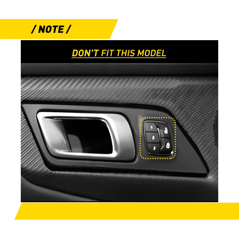 Real Carbon Fiber Interior Door Handle Trim Cover for Ford Mustang (2015–2024)