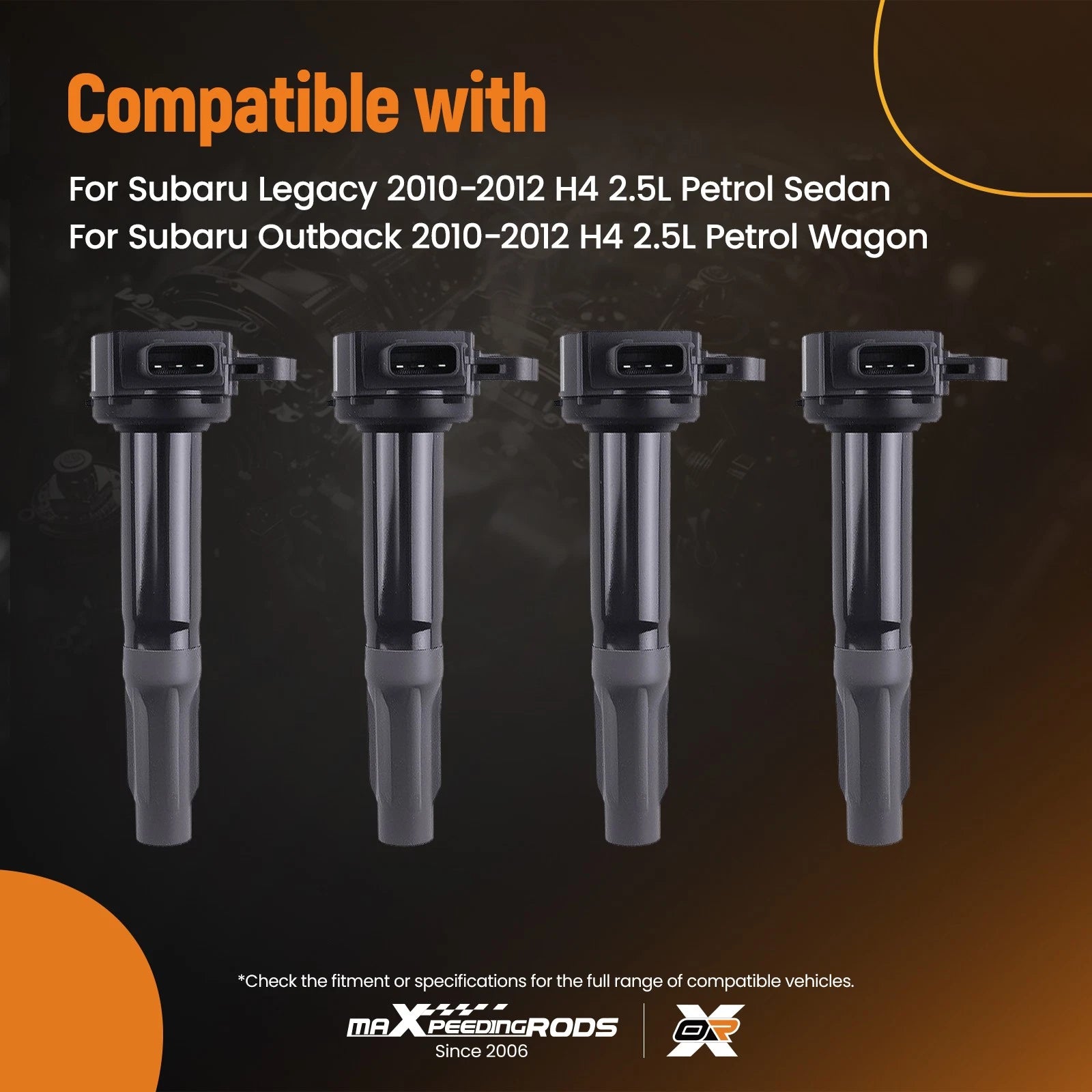 4x Direct Mount Ignition Coils for Subaru Legacy/Outback (2010–2012)