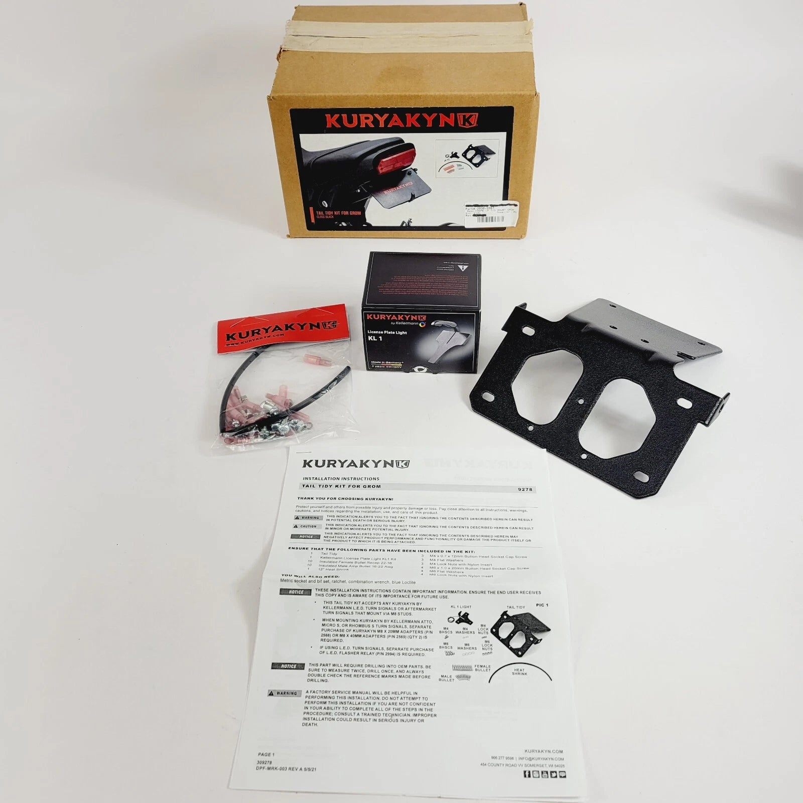 Kuryakyn Frame License Plate Tail Tidy Kit for Honda Grom (2030–2067)