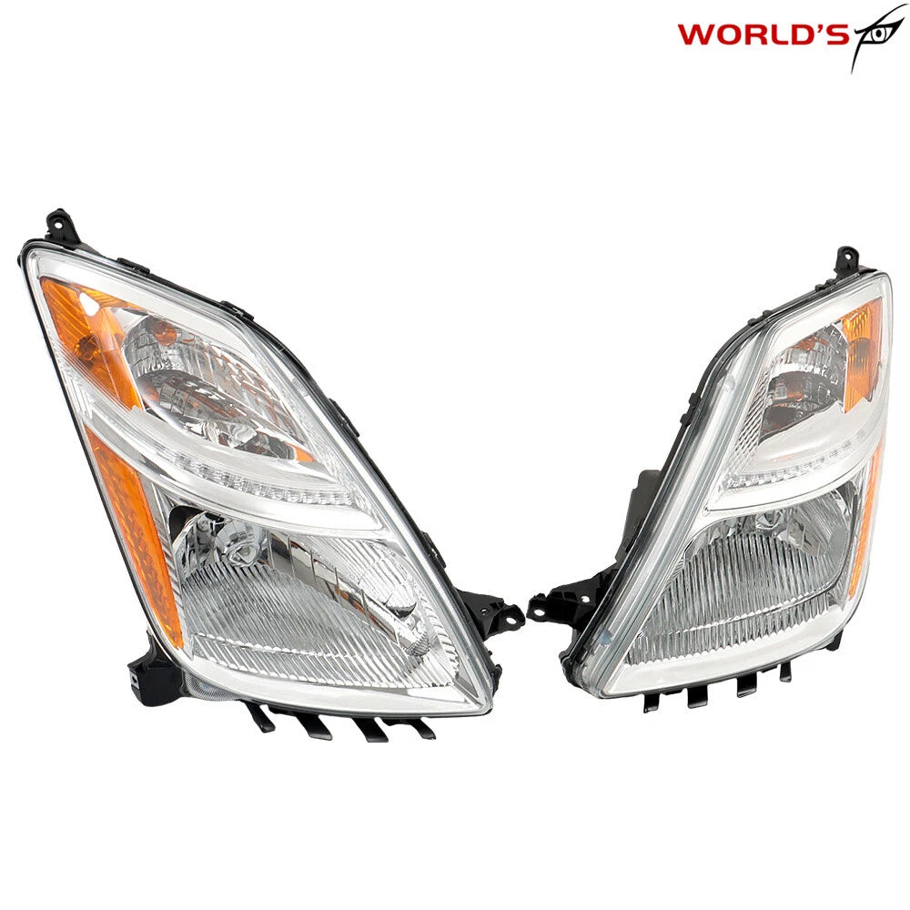 Set of 2 Chrome Bezel Headlights for Toyota Prius (2006–2009)