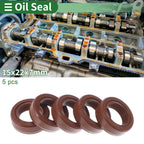 Set of 5 Oil Seal Rotary Shaft Seal FKM Rubber 15x22x7mm