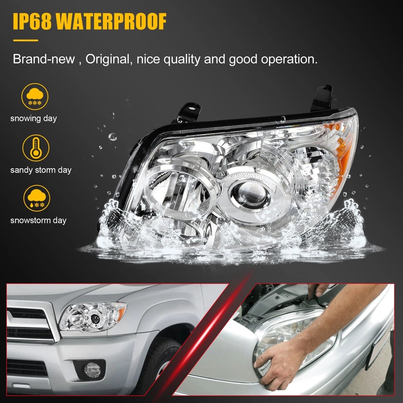 2X Headlight Assembly for Toyota 4Runner (2006–2009) with Projector