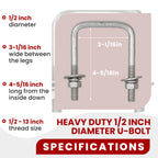 Set of 4 Heavy Duty Steel U Bolts for Boat Trailer (Fits Various Models)