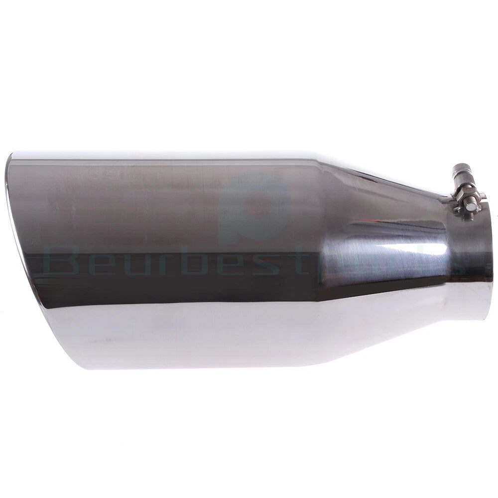 Polished Stainless Bolt On Angle Cut Exhaust Tip for Universal (4" Inlet)