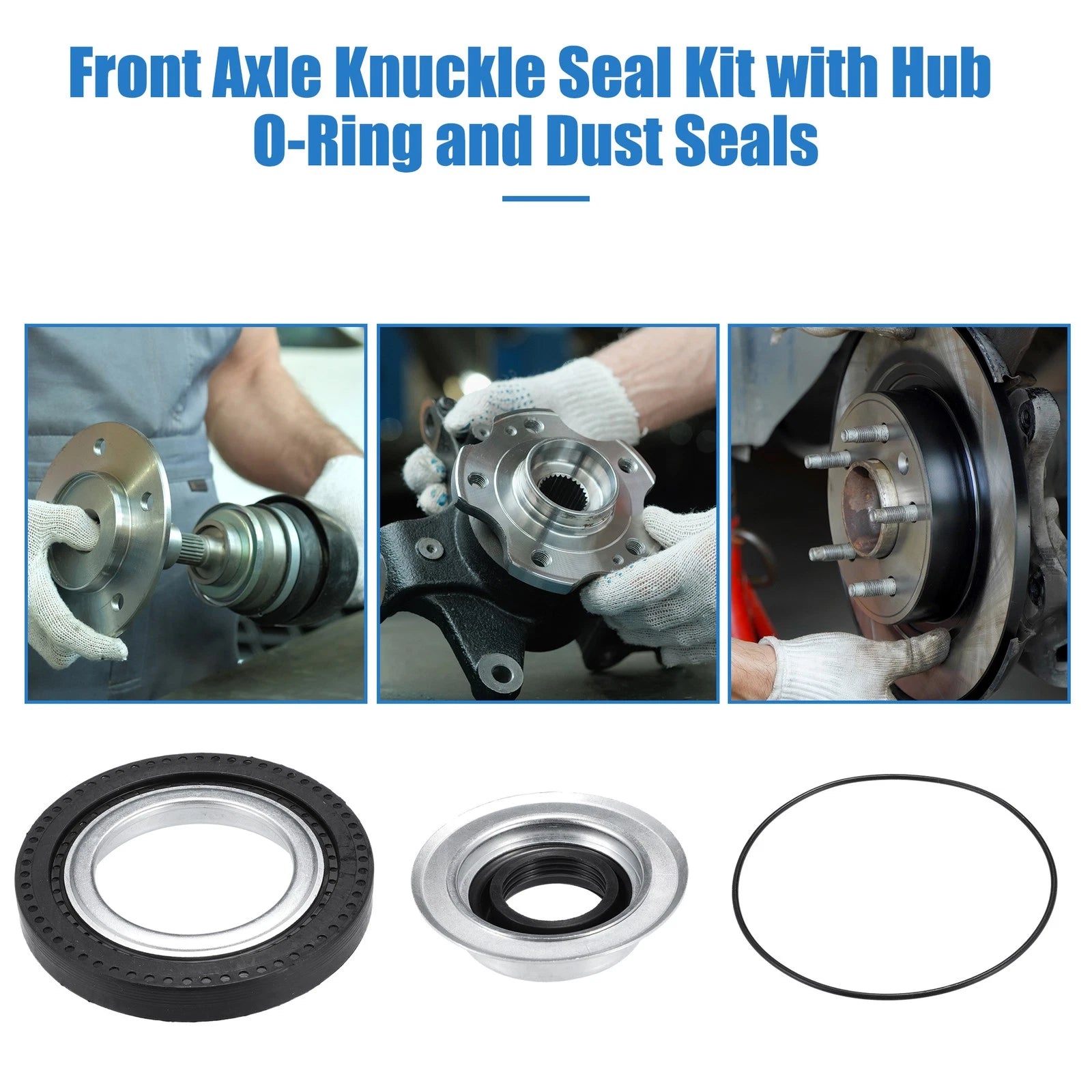 Set of 1 Front Axle Seal Kit with Hub O-Ring Dust Seals for Ford F250 Super Duty 