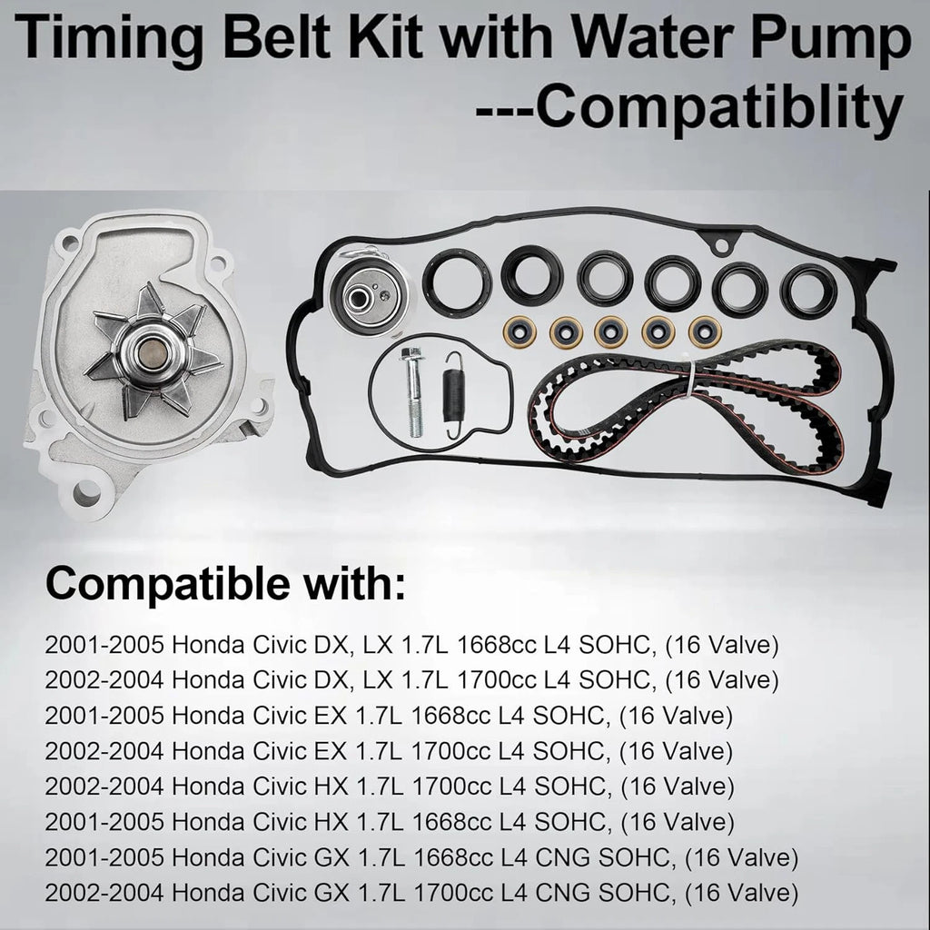 Timing Belt Kit with Water Pump for Honda Civic DX (2001-2005)