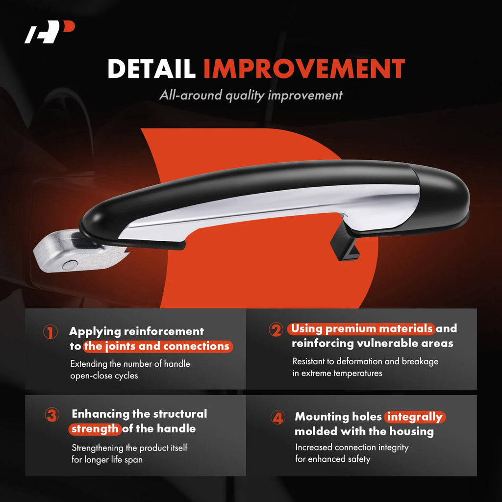 Rear Right Black Exterior Door Handle for Kia Amanti (2004–2009)