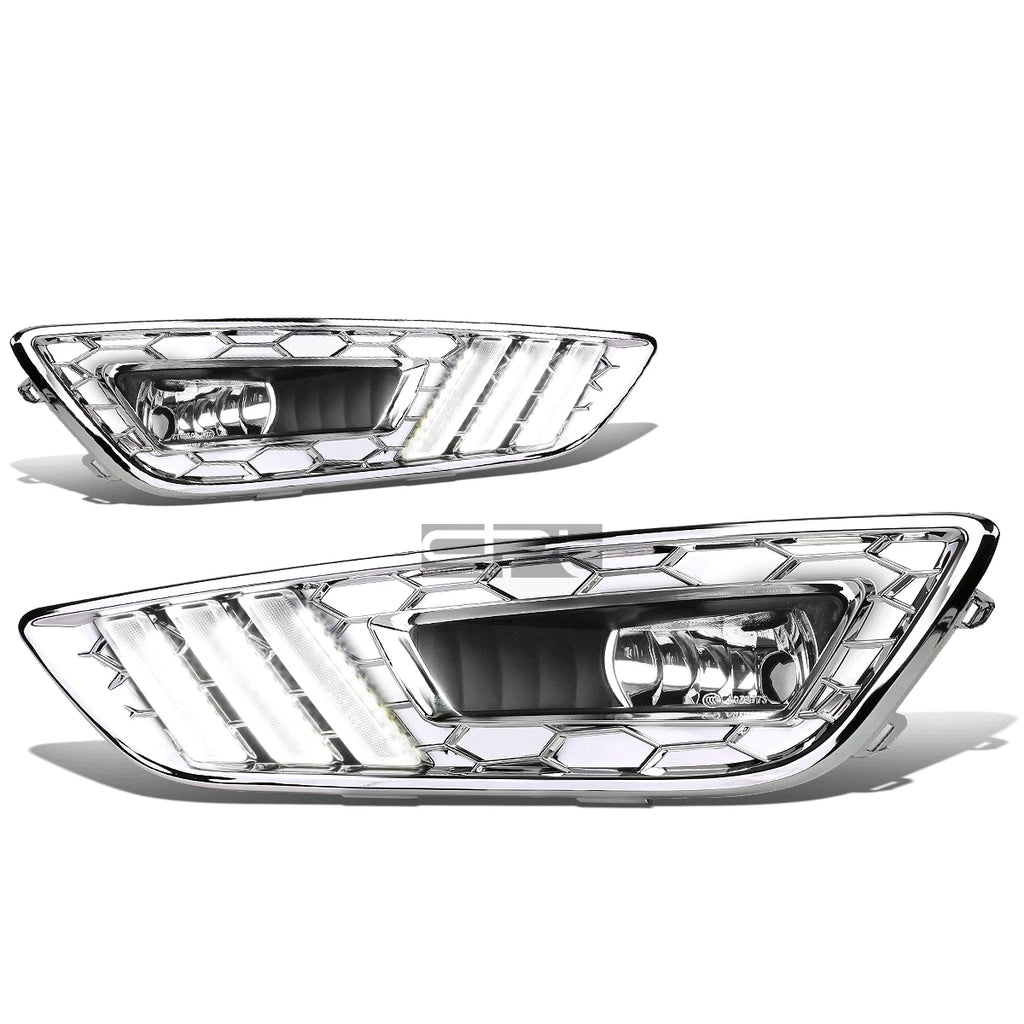 Chrome Bezel LED DRL Turn Signal Fog Light Lamps for Ford Focus (2015–2018)