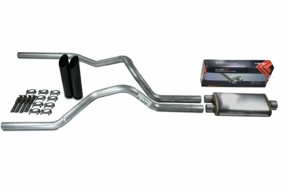 2.5" Dual Exhaust Muffler for Chevy GMC 1500 Truck (2019–2025) - Flow II, Black Tip