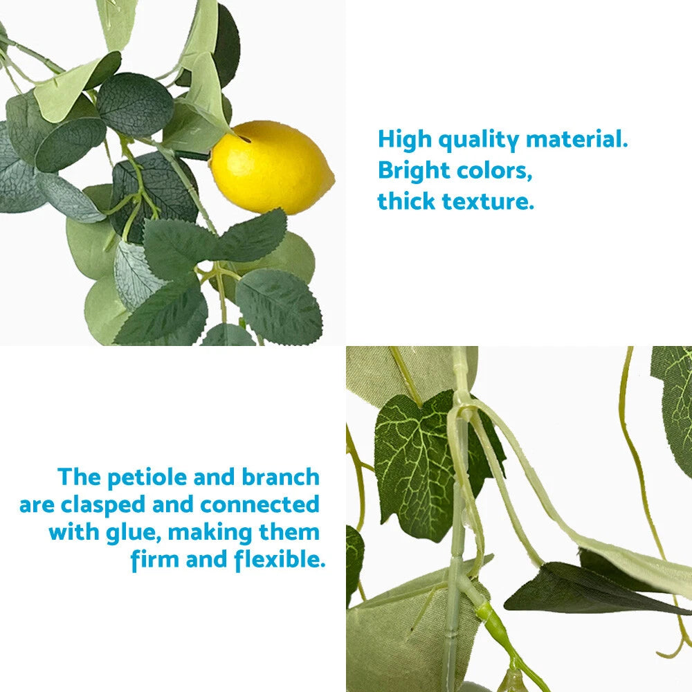 2X 6.4Ft Artificial Lemon Garland Vine Wreath for Front Door Kitchen