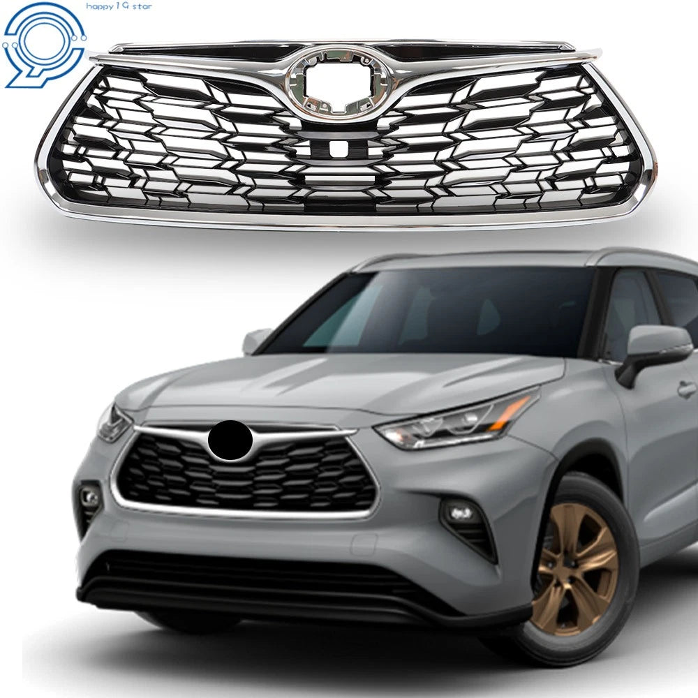 Front Bumper Grille for Toyota Highlander (2020–2022) Chrome Mesh Honeycomb