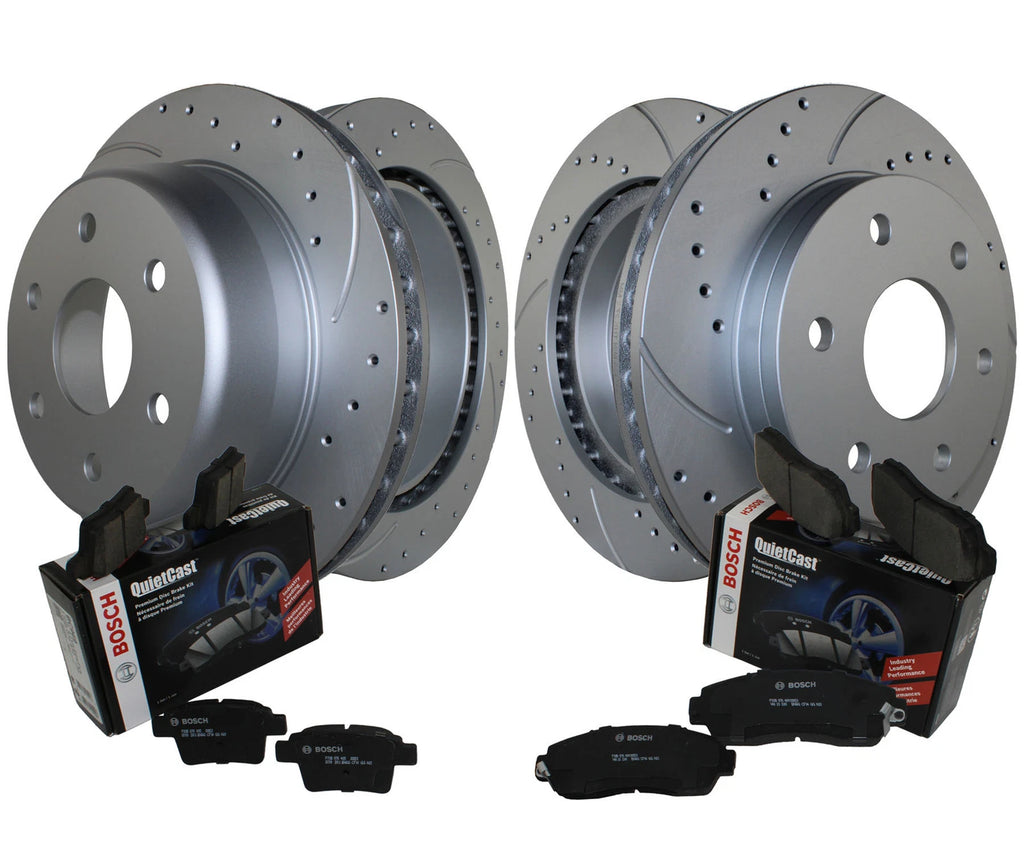 Front Rear Brake Kit with Drilled Rotors & Ceramic Pads for Cadillac Chevrolet GMC