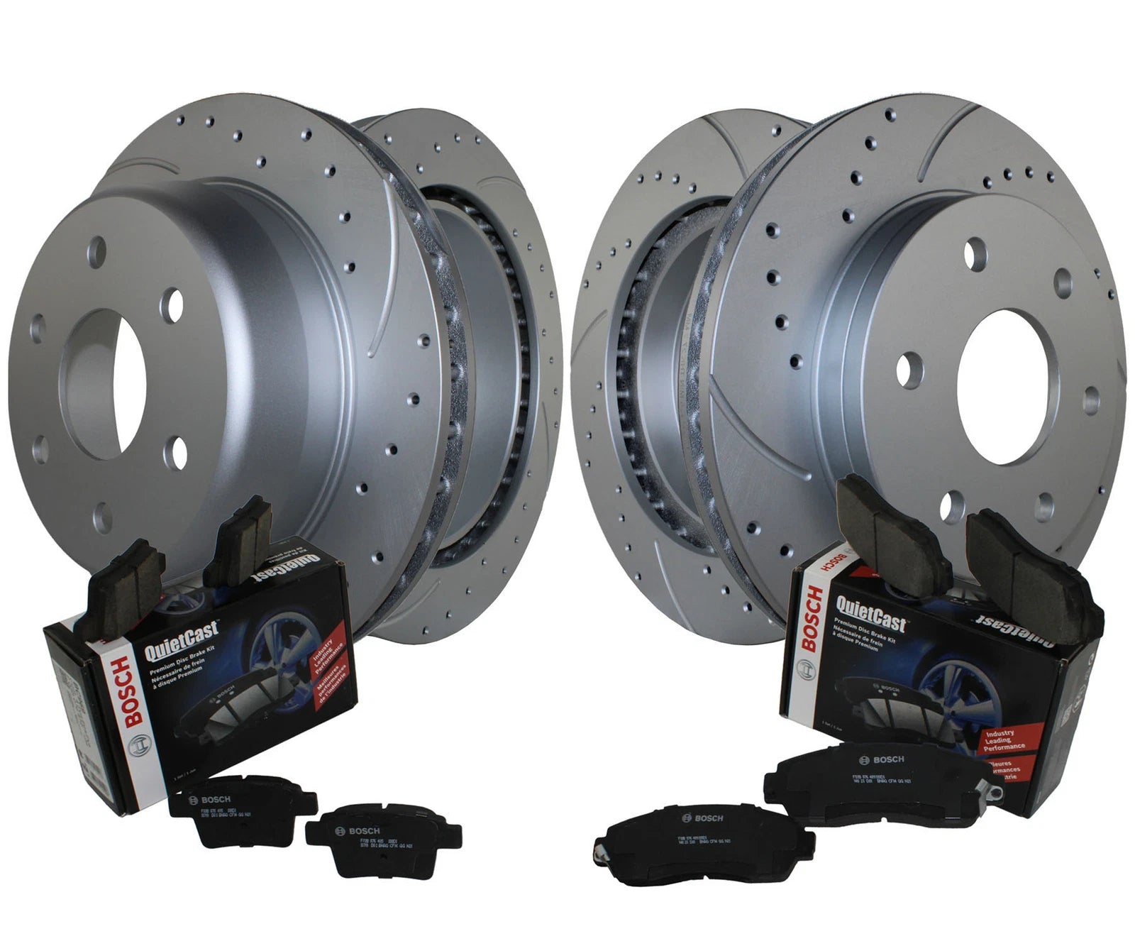 Front Rear Brake Kit with Drilled Rotors & Ceramic Pads for Cadillac Chevrolet GMC