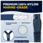 Set of 4 Dock Lines 3/8"x15' with 12" Eyelet for Boats (Navy Blue)