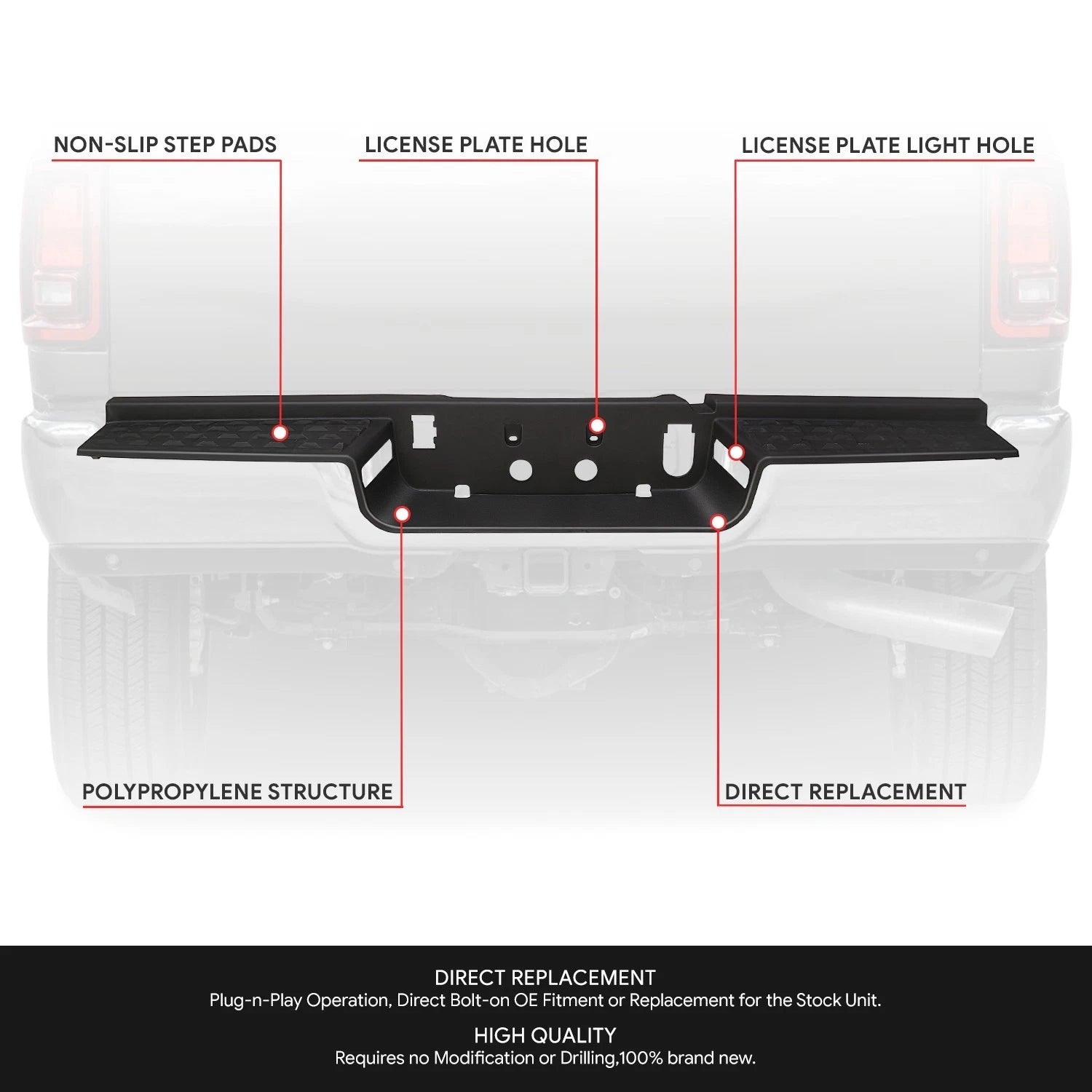 Rear Bumper Step Pad for Ram 2500 3500 (2019–2026) Matte Black