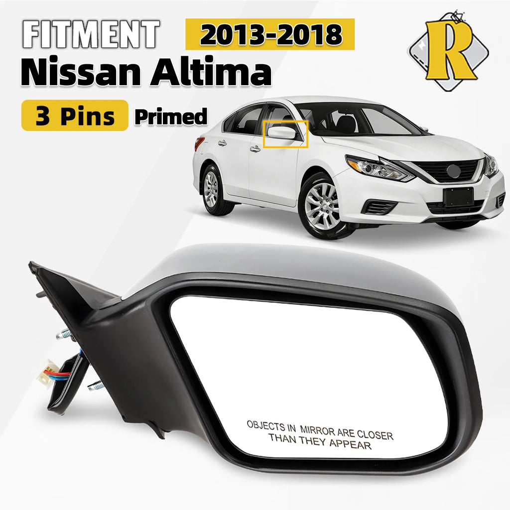 Right Side Mirror for Nissan Altima (2013–2018) Primed 3 PIN
