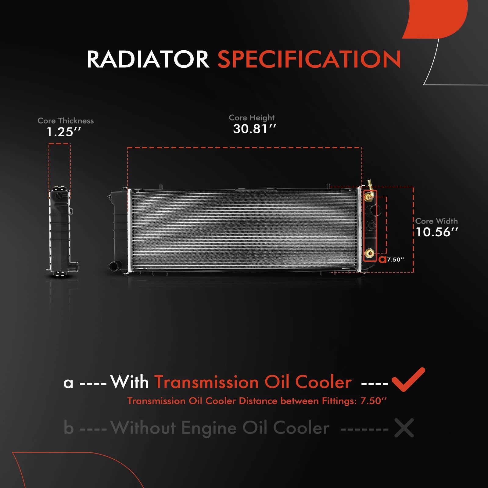 Radiator with Oil Cooler for Jeep Cherokee Comanche Wagoneer (1984–1990)