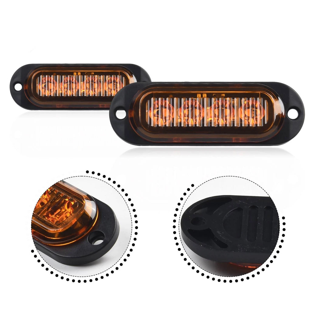 2X LED Side Marker Lights for Truck (DC 12V-24V) - Yellow 3.38in