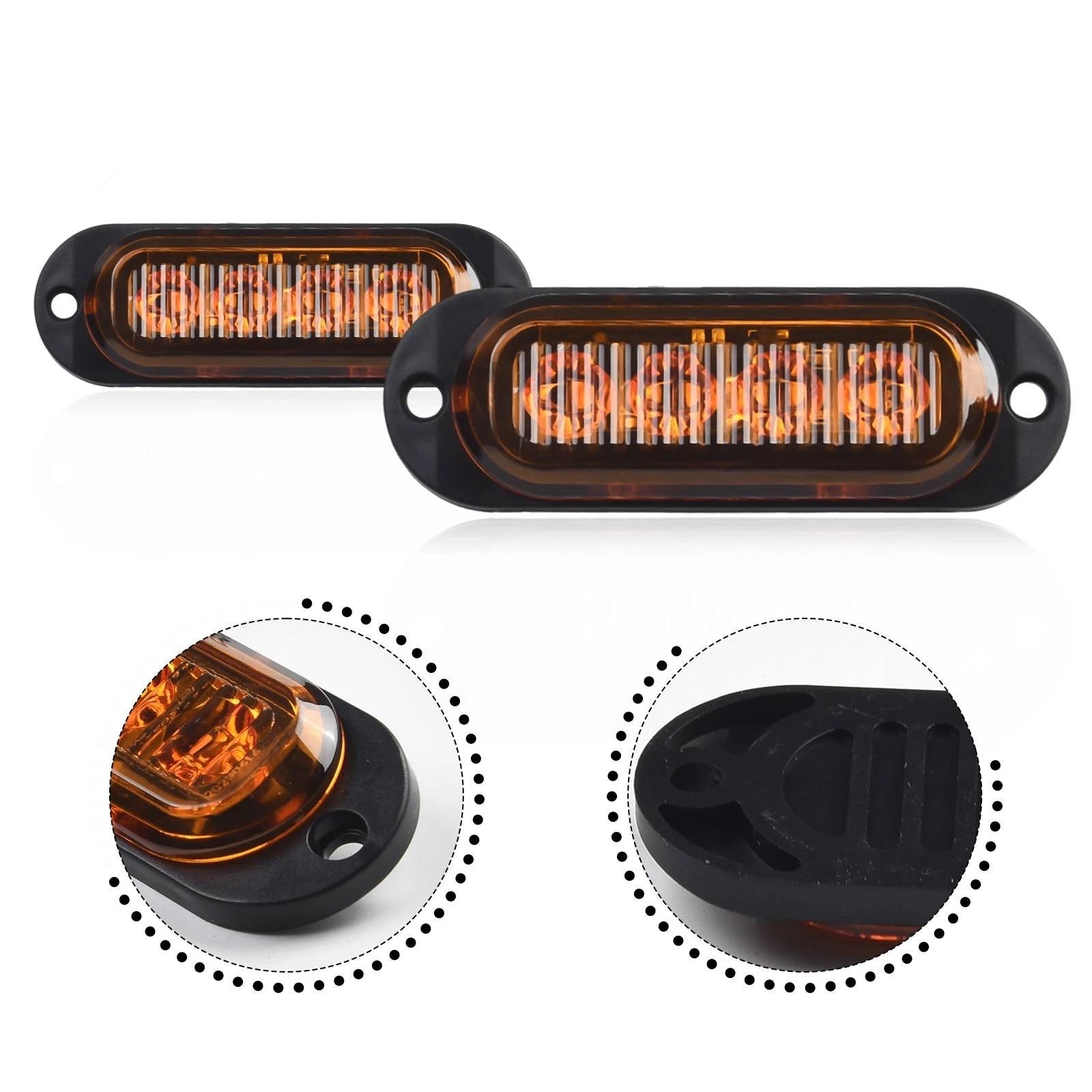 2X LED Side Marker Lights for Truck (DC 12V-24V) - Yellow 3.38in