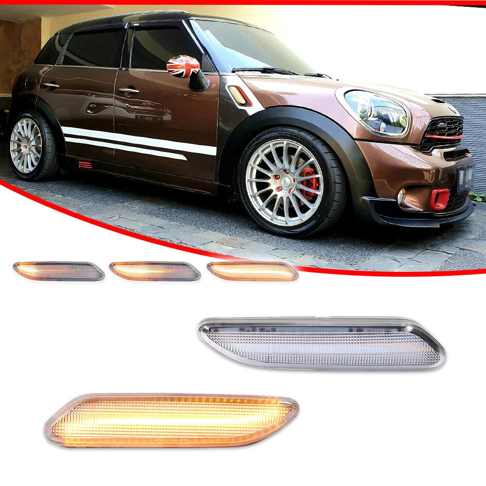 Sequential Clear Lens LED Side Marker Lights for Mini Cooper R60 R61 (2011–2016)