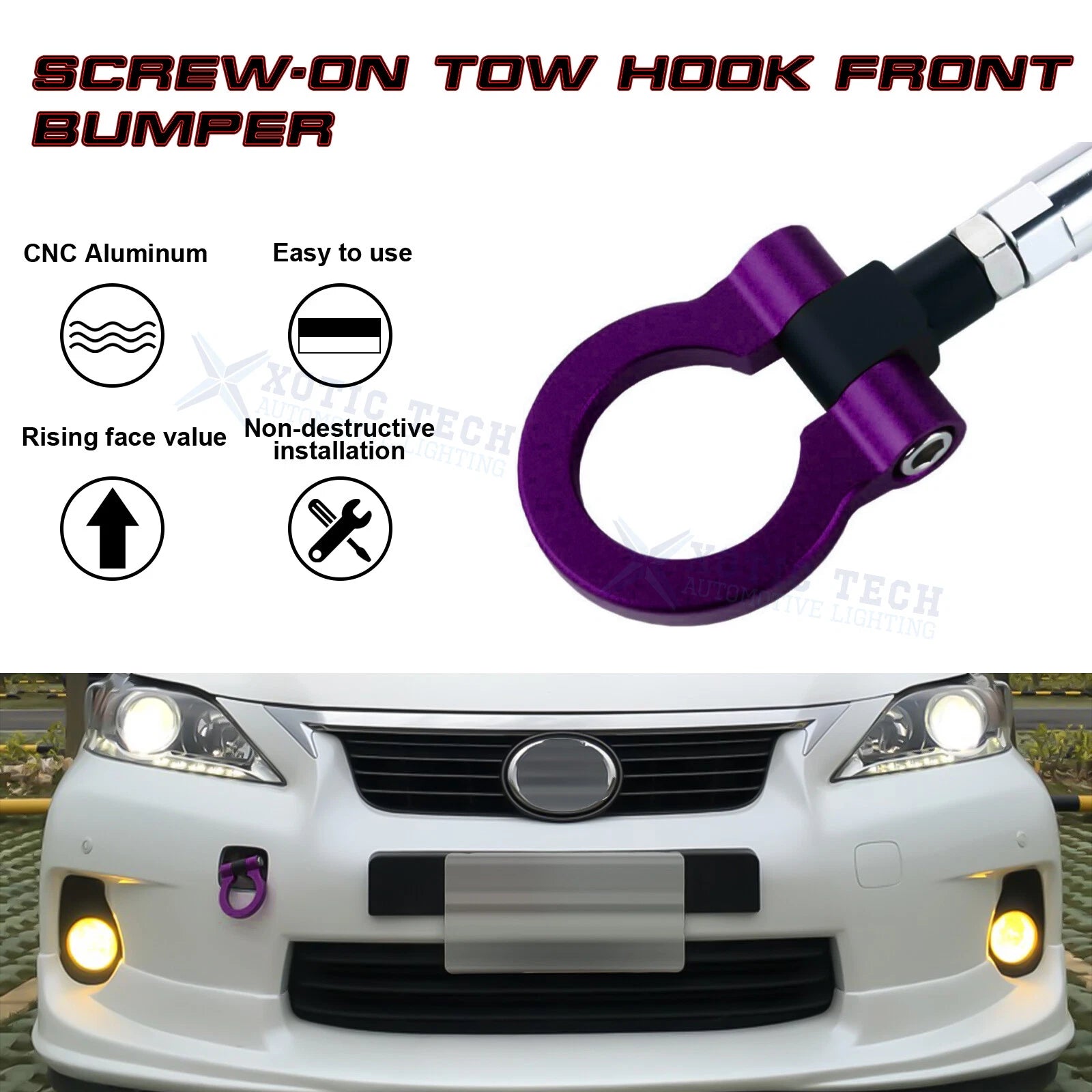 Race Tow Hook for Lexus IS RC (2011-2023) Aluminum Anodized Purple