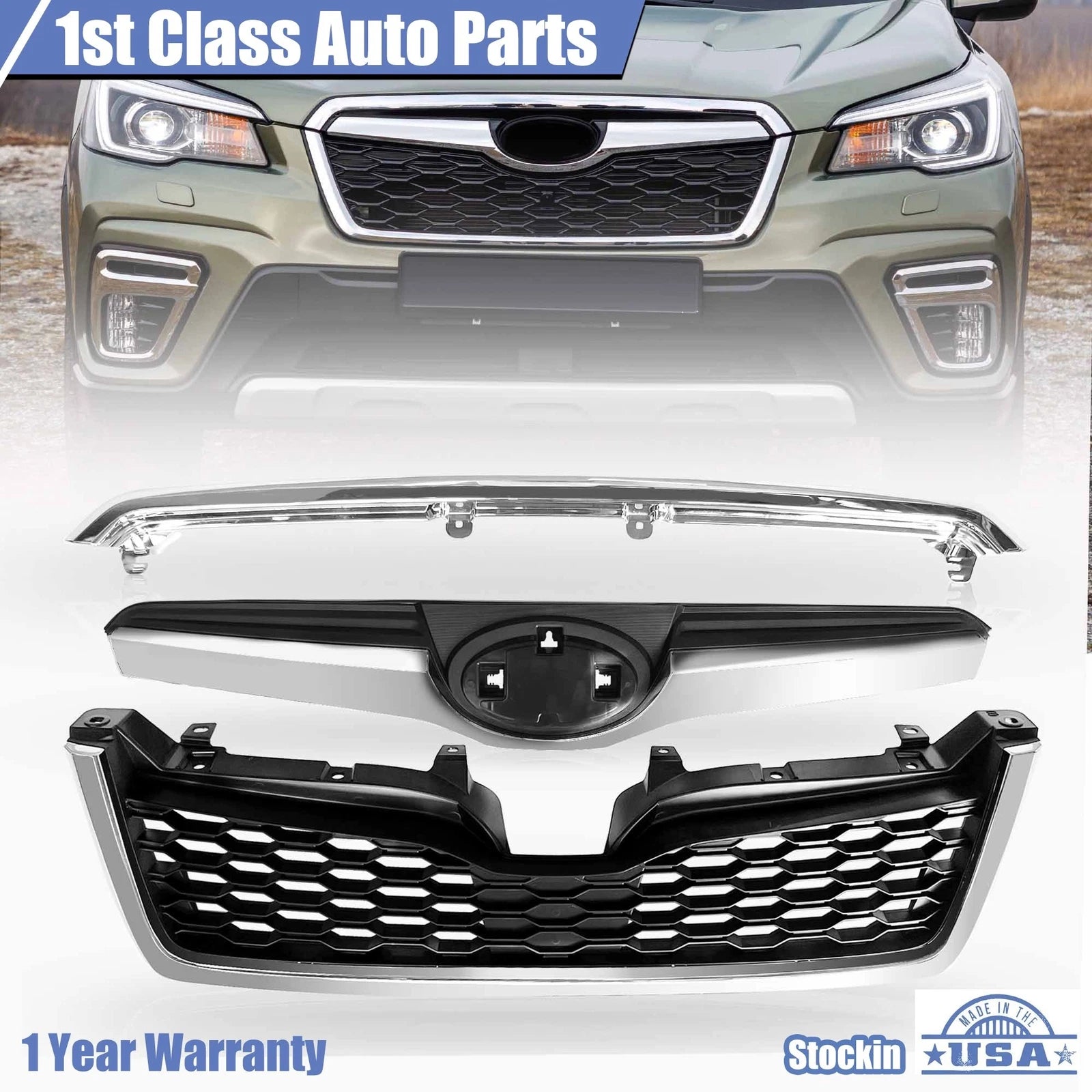 Front Chrome Grille Assembly for Subaru Forester (2014–2018)