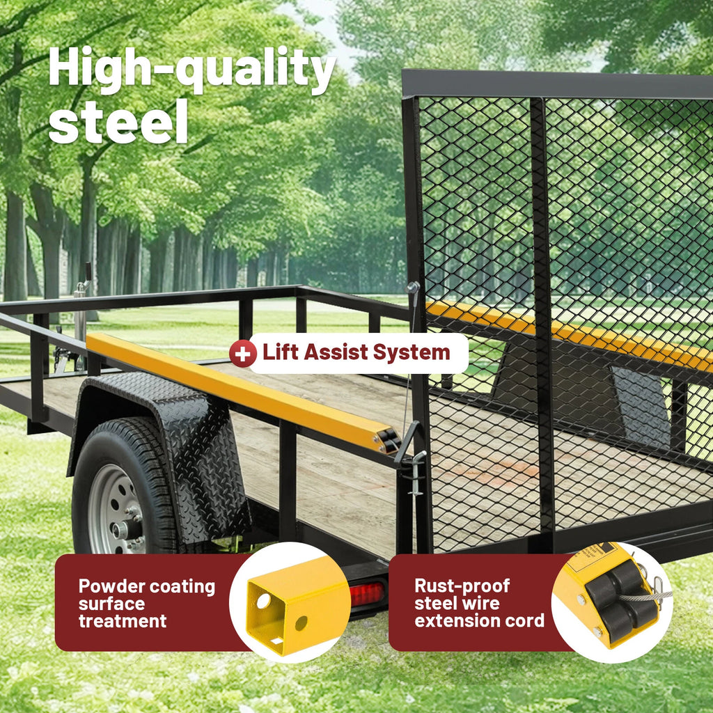 2 Sided Tailgate Ramp Lift Assist System for Utility Trailer (350 lbs)