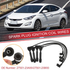Set of 4 Spark Plug Wire Ignition Coil Cables No. 27501-23A00 for Hyundai Elantra 