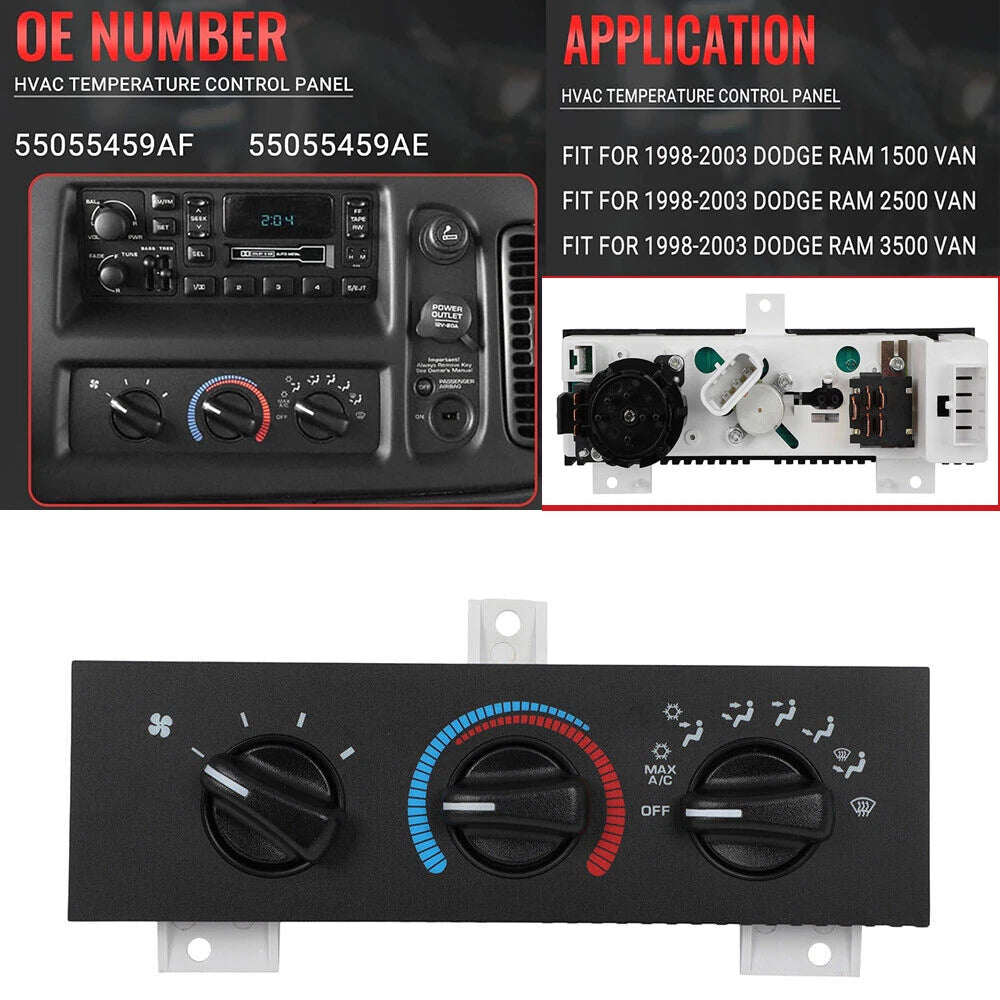 A/C Heater Manual Climate Control Panel for Dodge Ram Van (1998–2003) 55055459AF