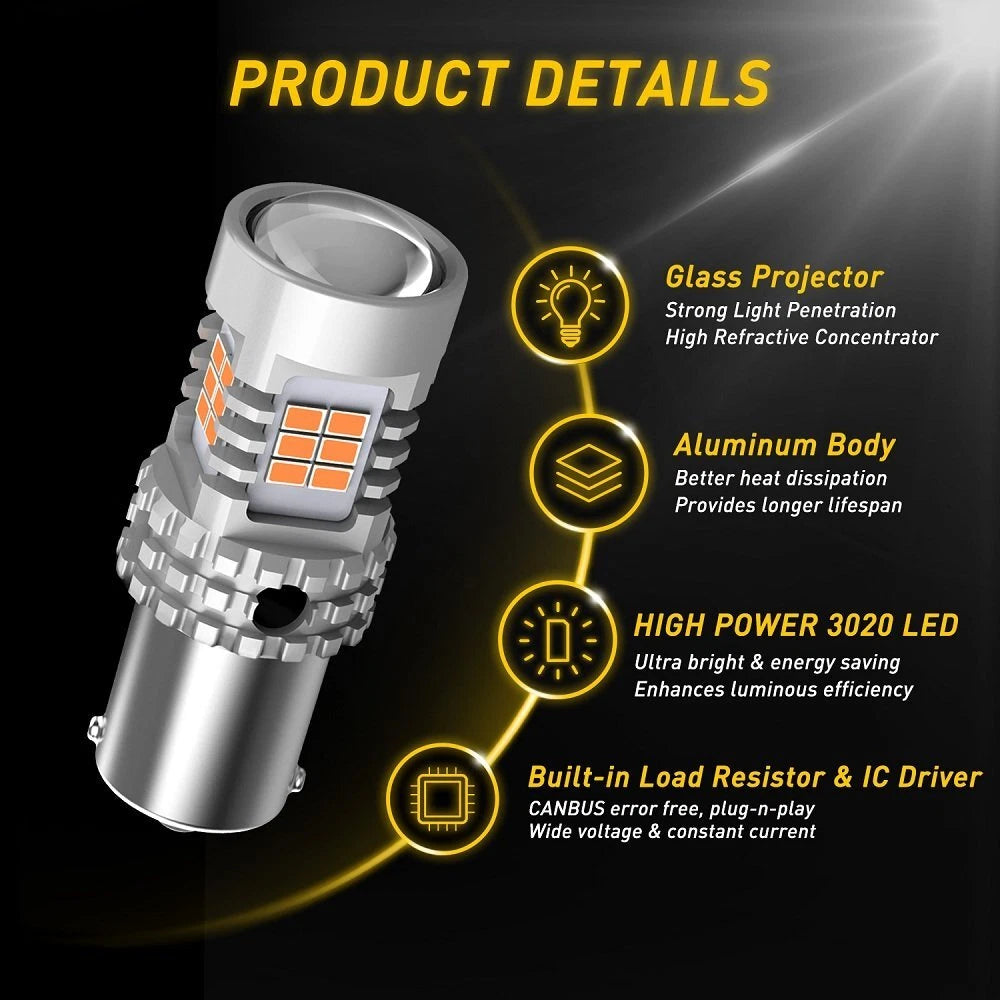 2X Amber LED Rear Turn Signal Light Bulbs for Make Model (YYYY–YYYY)