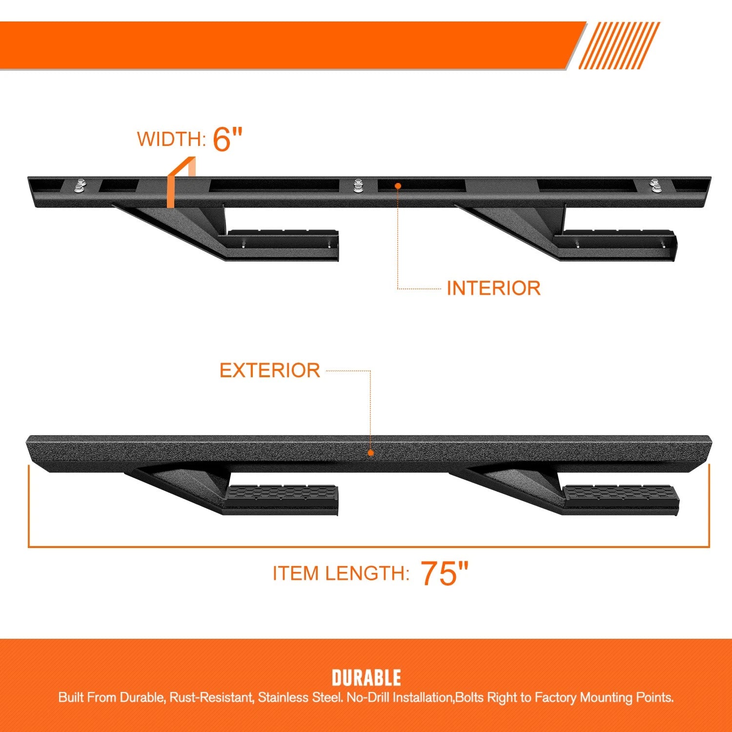 Set of 2 Nerf Bars for Jeep Wrangler JL 4-Dr (2018–2024)