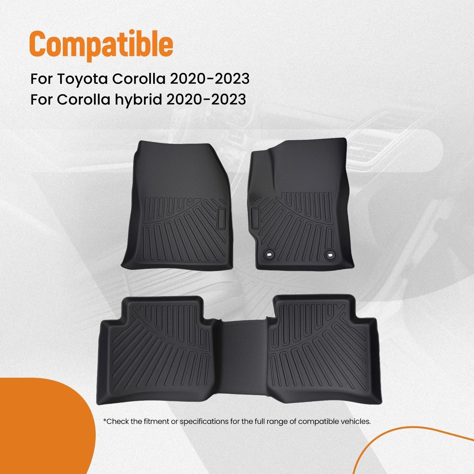 Set of 4 TPE Waterproof Carpet Floor Mats for Toyota Corolla (2020–2023)
