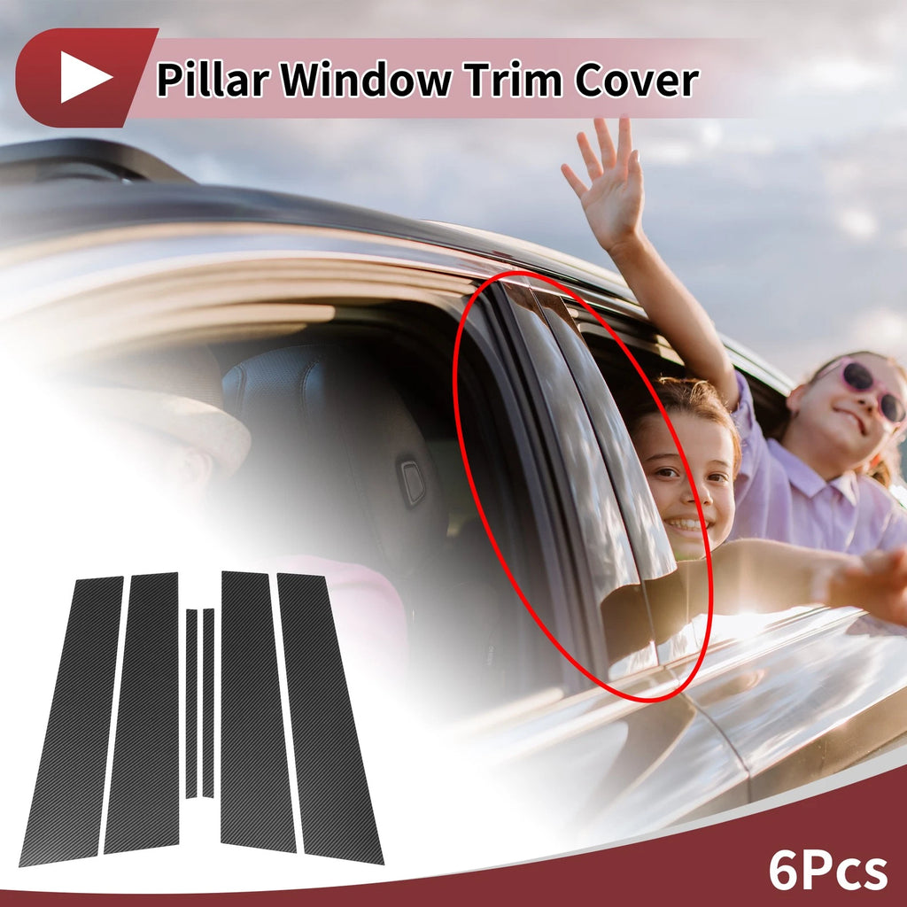 6 Pcs Door Pillar Window Trim for Buick Lacrosse (2010–2016) Black Carbon Fiber