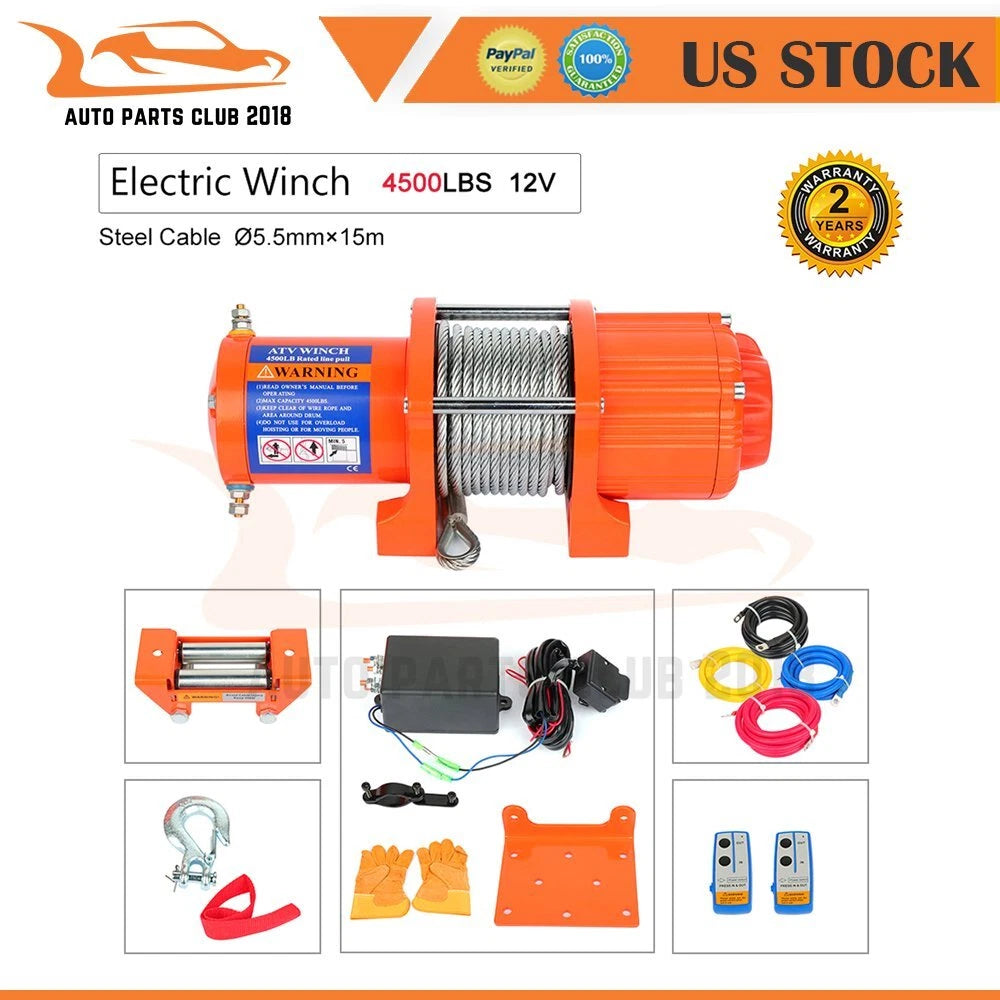 Electric Recovery Winch for Truck Trailer SUV (4500LBS)